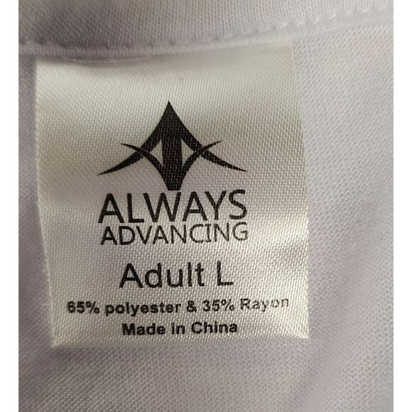 Always Advancing Long Sleeve Round Neck White Tunic Tee Shirt Size Large - Picture 6 of 6